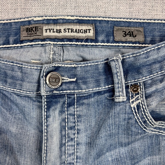 BKE Tyler Straight Jeans Men 34x33 Light Wash Blue Denim Normcore Everyday - Picture 3 of 13